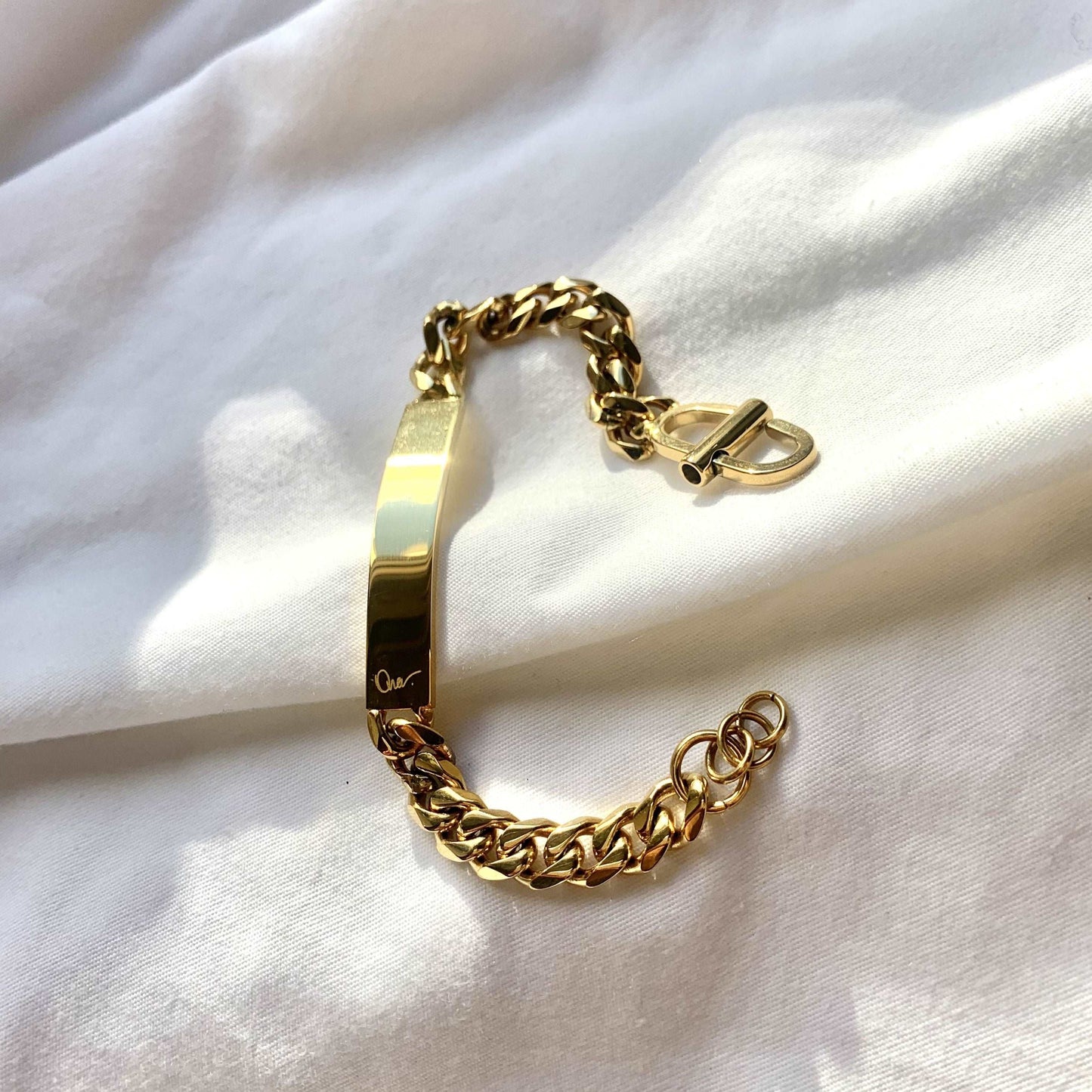 Cuban Chain Link ID Bracelets 18K gold plate