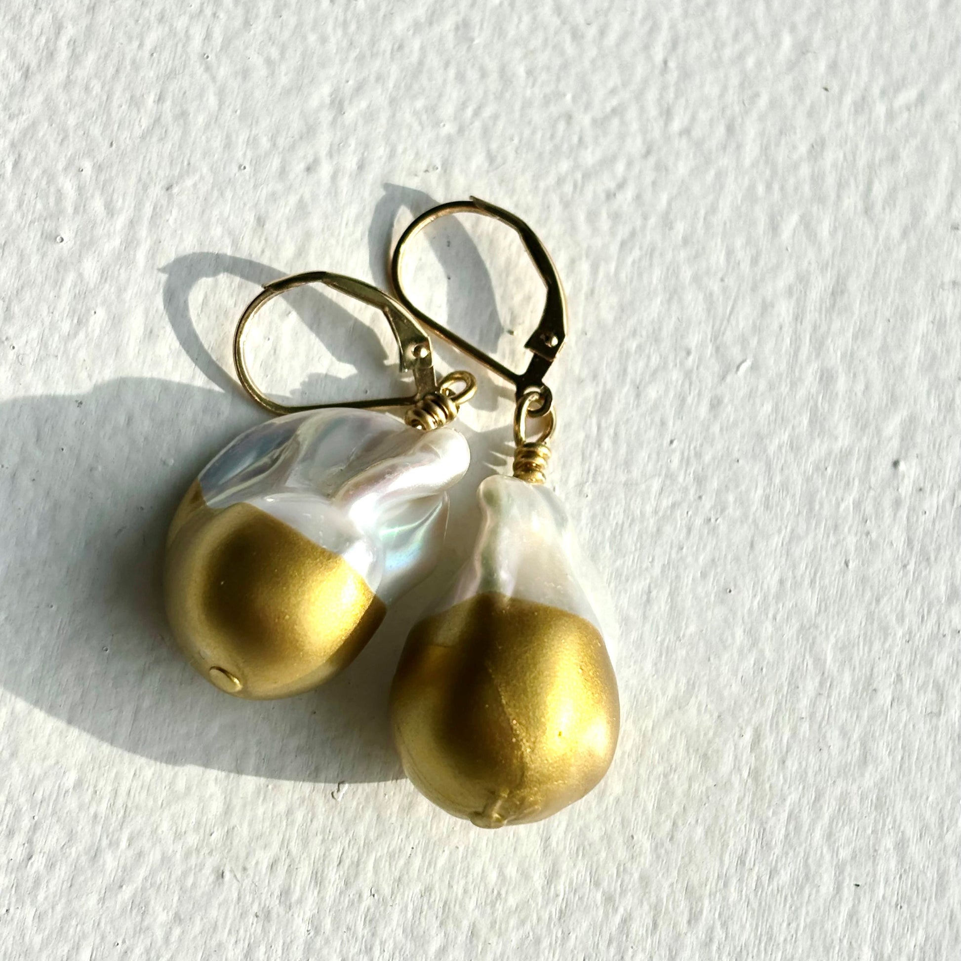 Willa Baroque Pearl Earrings dipped in gold