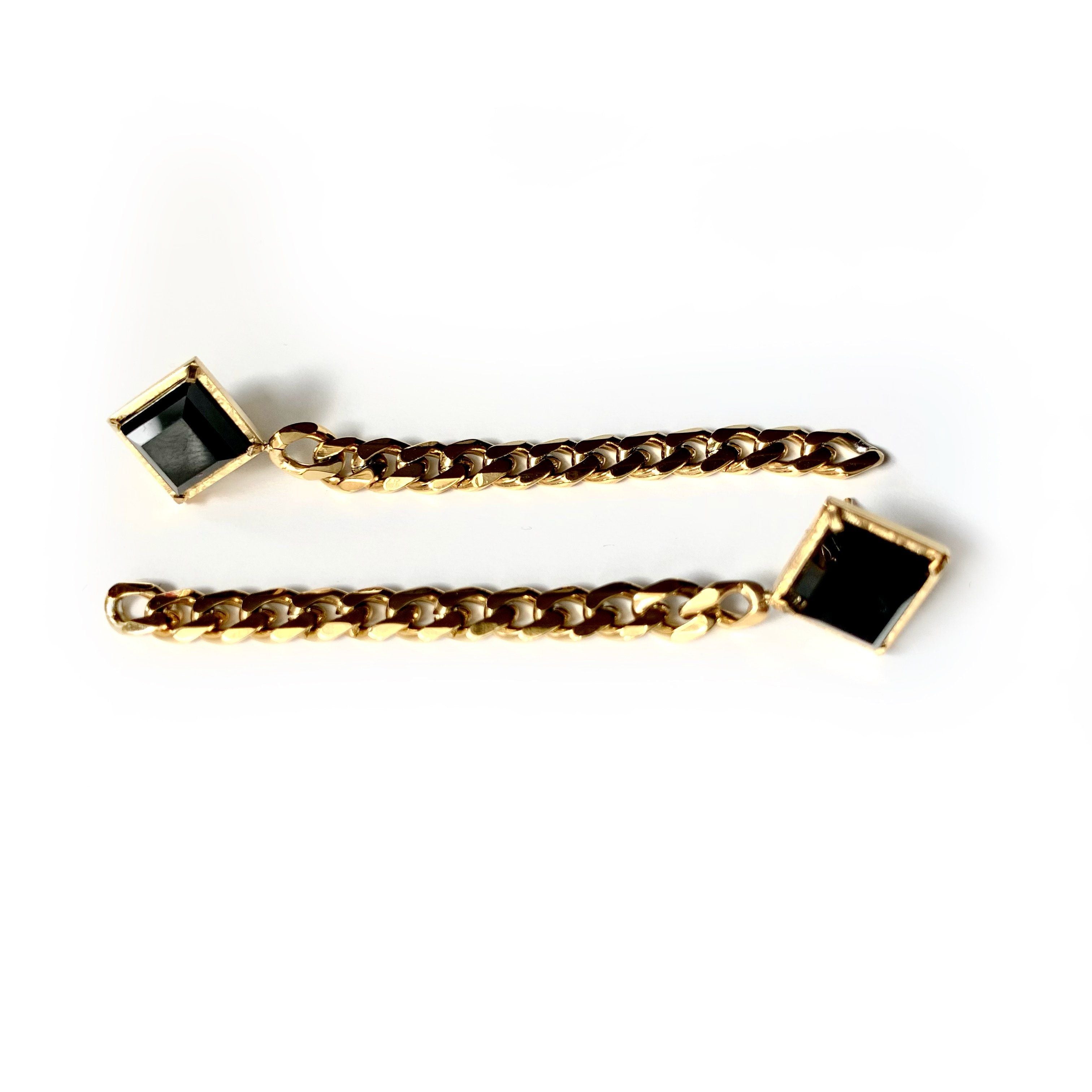 Mariangela long distressed black chain and gold earrings – Next Door Goddess